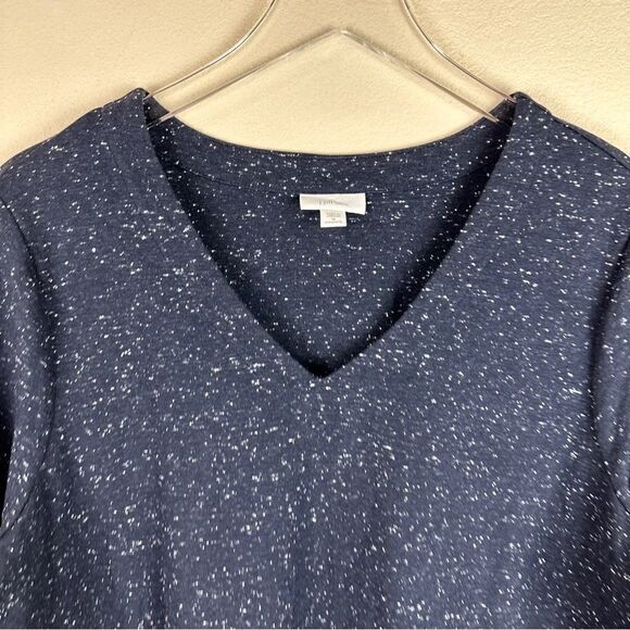 J. Jill Speckled Black Shift Dress Contemporary Causal 1X V-Neck - Picture 2 of 6